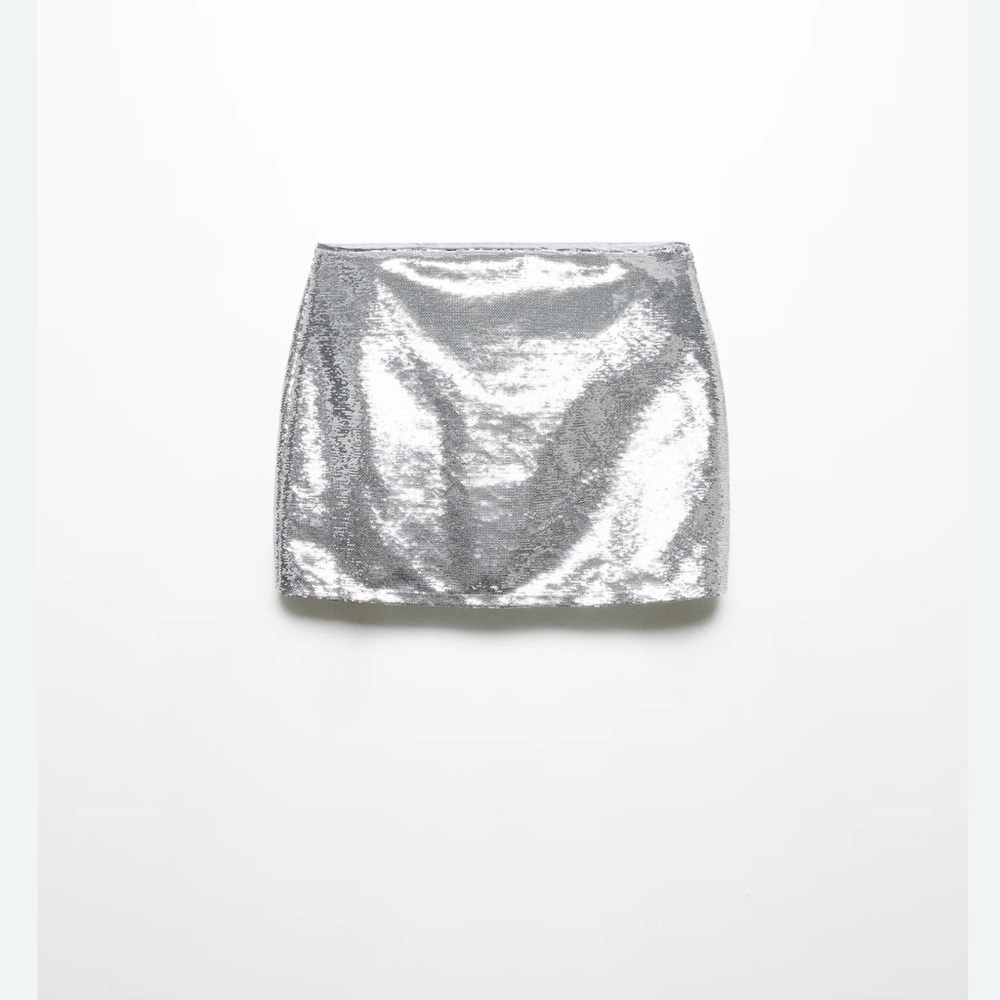 Mango Silver Sequin Mini Skirt
